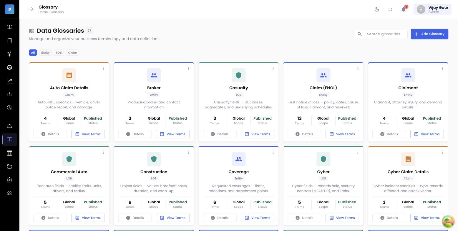 InsightXtract Data Glossaries for insurance P&C